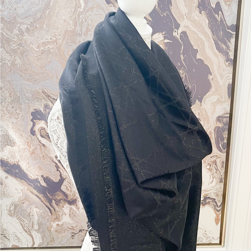Christian Dior Cannage Metallic Shimmer Shawl Scarf Stole - Picture 7 of 16